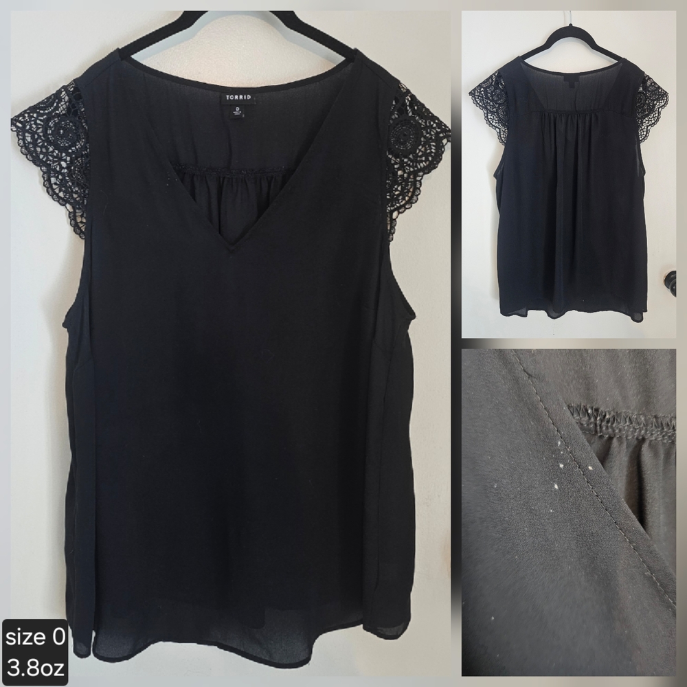 torrid Black Lace Cap-Sleeve V-Neck Camisole